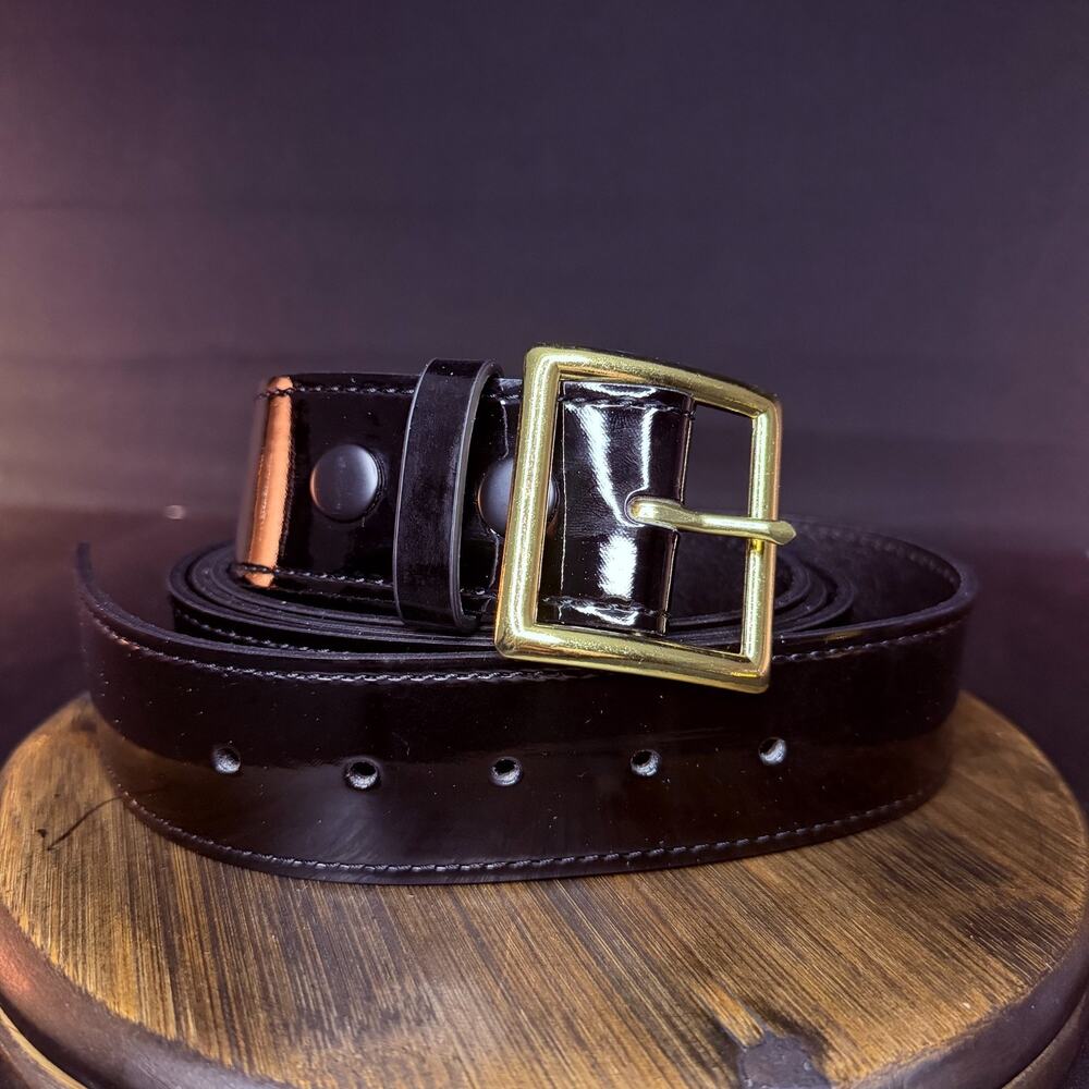 Galls Trouser Belt Size 60" Premium Leather Brass Buckle 1.75" Wide Black 157